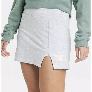 Grayson Threads Star ⭐️ Graphic Tennis Mini Skirt W/shorts. Large Gray New!!